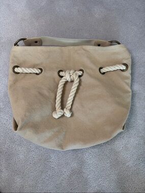 Old Navy Beige Canvas Hobo with Rope Accent